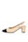Beige Raffia fabric w/Black fabric toe