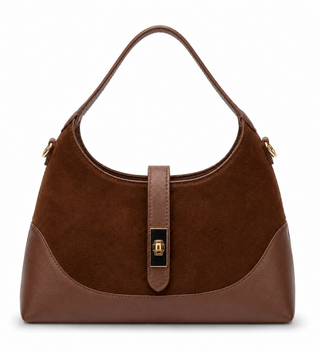 Leather & Suede Shoulder Bag - Chocolate (GF2578)