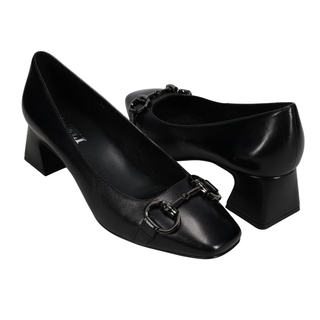 Vaneli Denya Heel w/buckle - Black Leather
