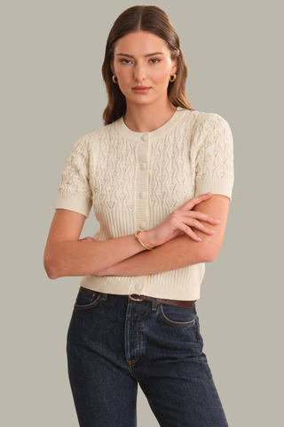 Cici Bobble Knit Short Sleeve Cardigan