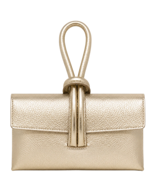 Genuine Italian Leather Wristlet Bag - Gold