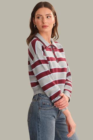 Vera Double Johnny Collar Rugby Stripe Pullover