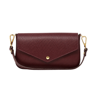 Genuine Italian Leather Handle And Crossbody Bag - Burgundy (GF0912)