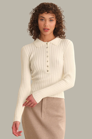 Tabitha Crochet Collar Long Sleeve Henley