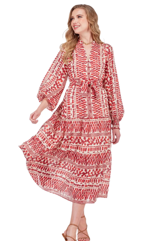 Front Split Buttons Midi Dress