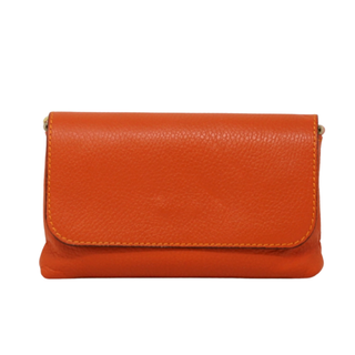 Genuine Italian Leather Crossbody Clutch (Gf0603) - Orange