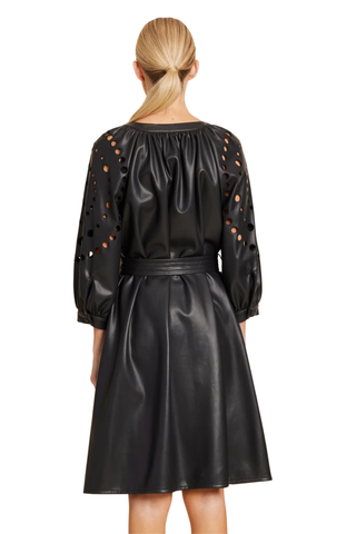 Faux Leather Cut Out Circle Dress